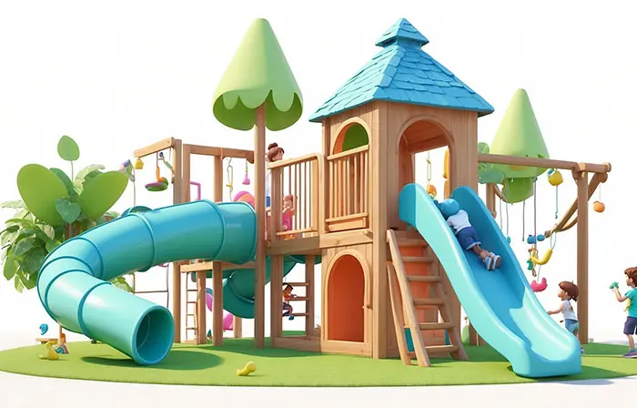 Children Playing in the Park 3D Character Design Artwork Illustration image
